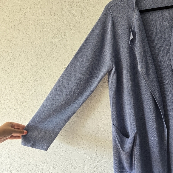 J Crew L Juliette collarless sweater-blazer Light Blue Linen Blend - Picture 2 of 7